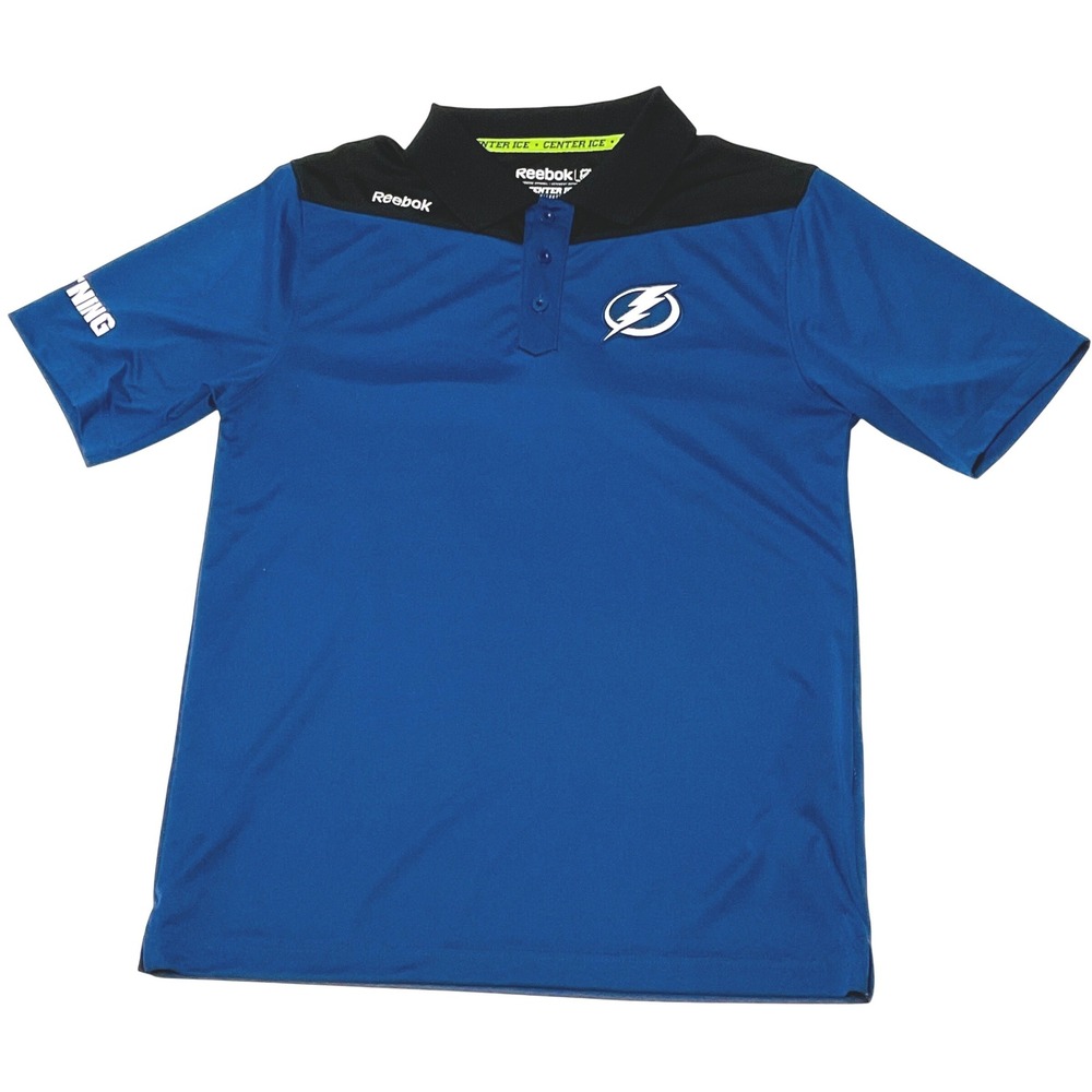 Tampa Bay Lightning men's short sleeve polo shirt Reebok Center Ice 1242A blue S